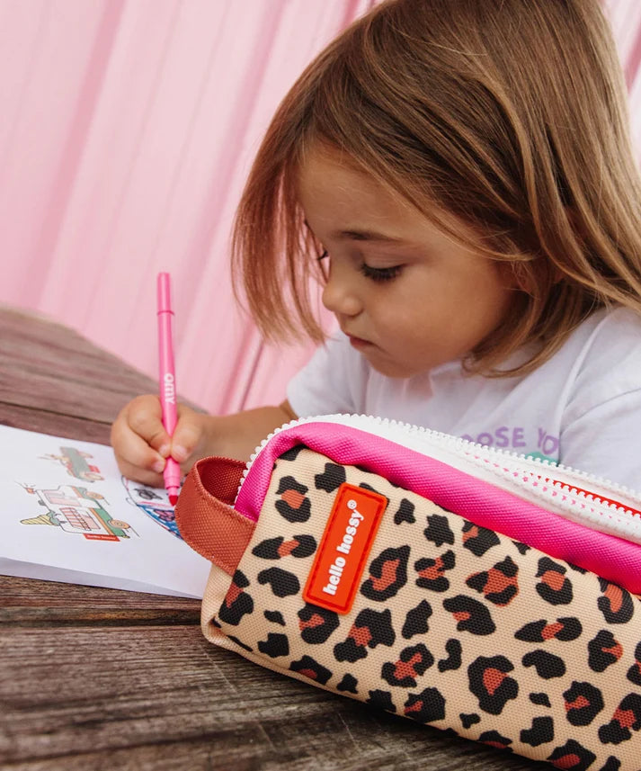 Hello Hossy Leopard School Set: backpack and pencil case