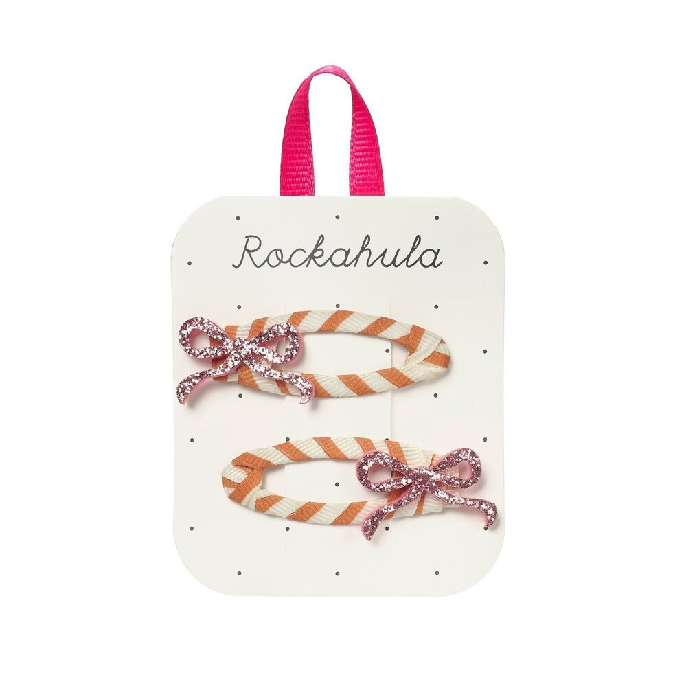 Plaukų segtukai Stripy Glitter Bow