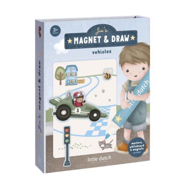 Magnetinė piešimo knygelė Jim & Vehicles Little Dutch