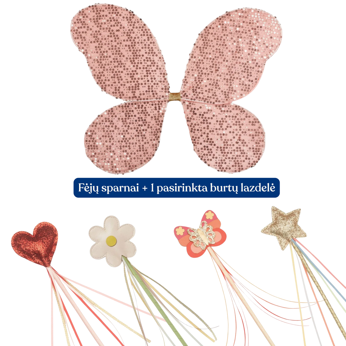 Fairy set Flowers: glittery wings and magic wand