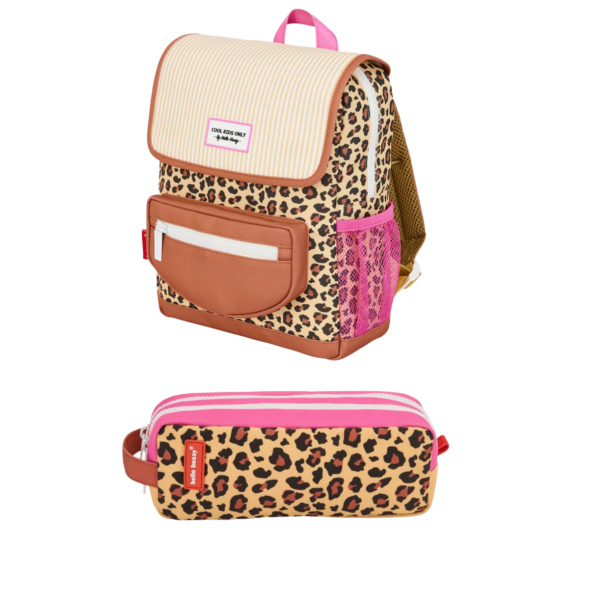 Hello Hossy Leopard School Set: backpack and pencil case