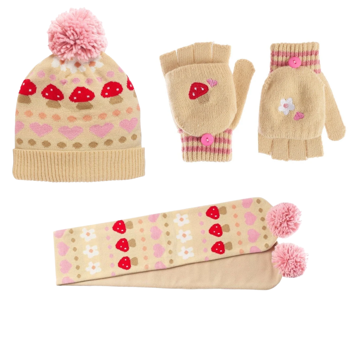 Alpine Fairisle winter set: hat, gloves and scarf